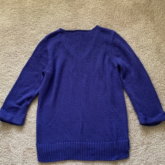 Women's V-Neck Sweater in Blue - Picture 4 of 5